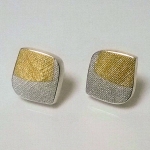 Earrings, square leaf SS with KeumBoo-2